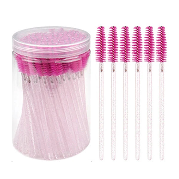 50pcs Crystal Eyelash Brushes With Contianer Disposable Lash Mascara Wands In Case Micro Makeup Applicators  Beauty Tools