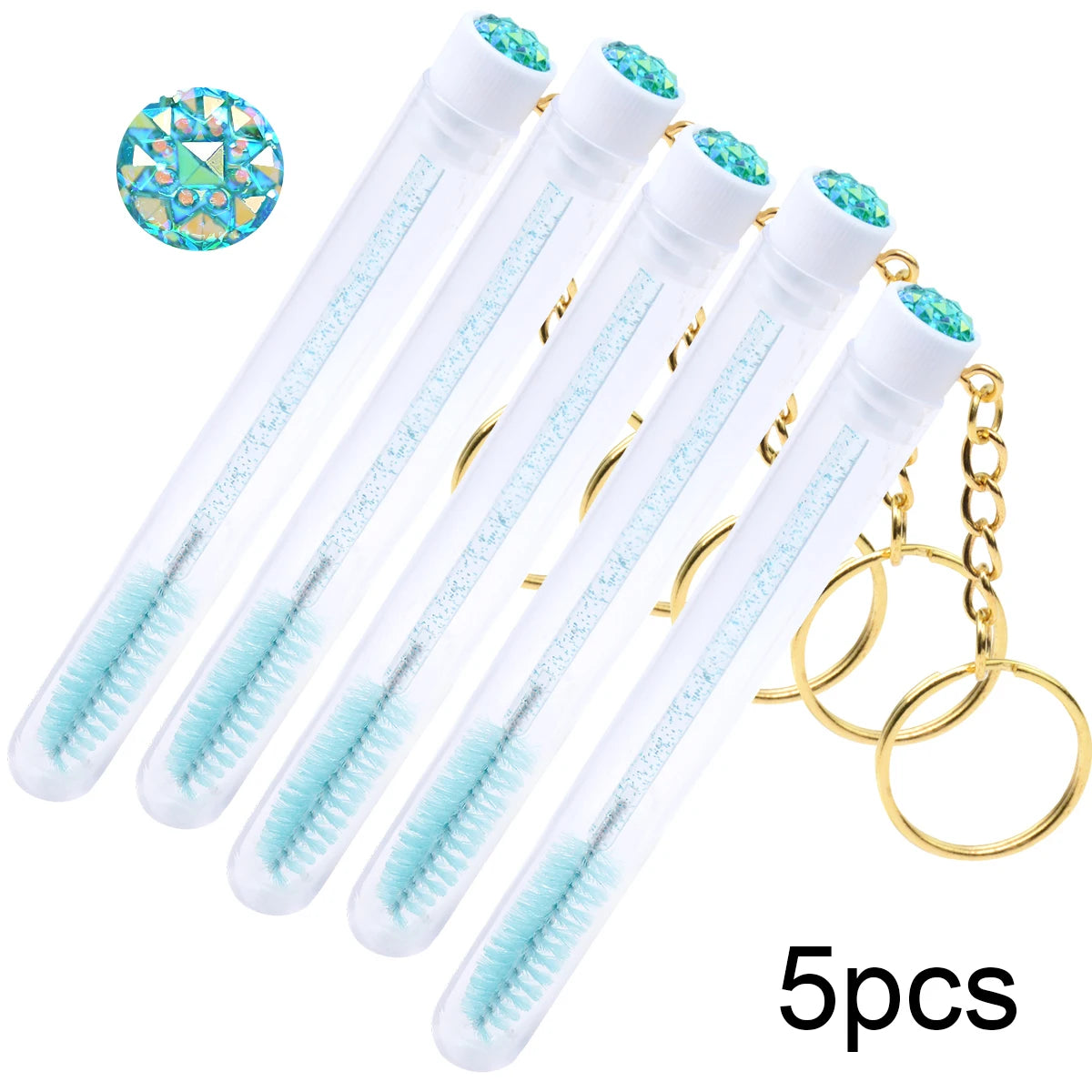 5pcs/Lot Eyelash Brushes Tubes With Keychain Lash Brush In Clear Container Disposable Eyelash Extension Mascara Wands With Case