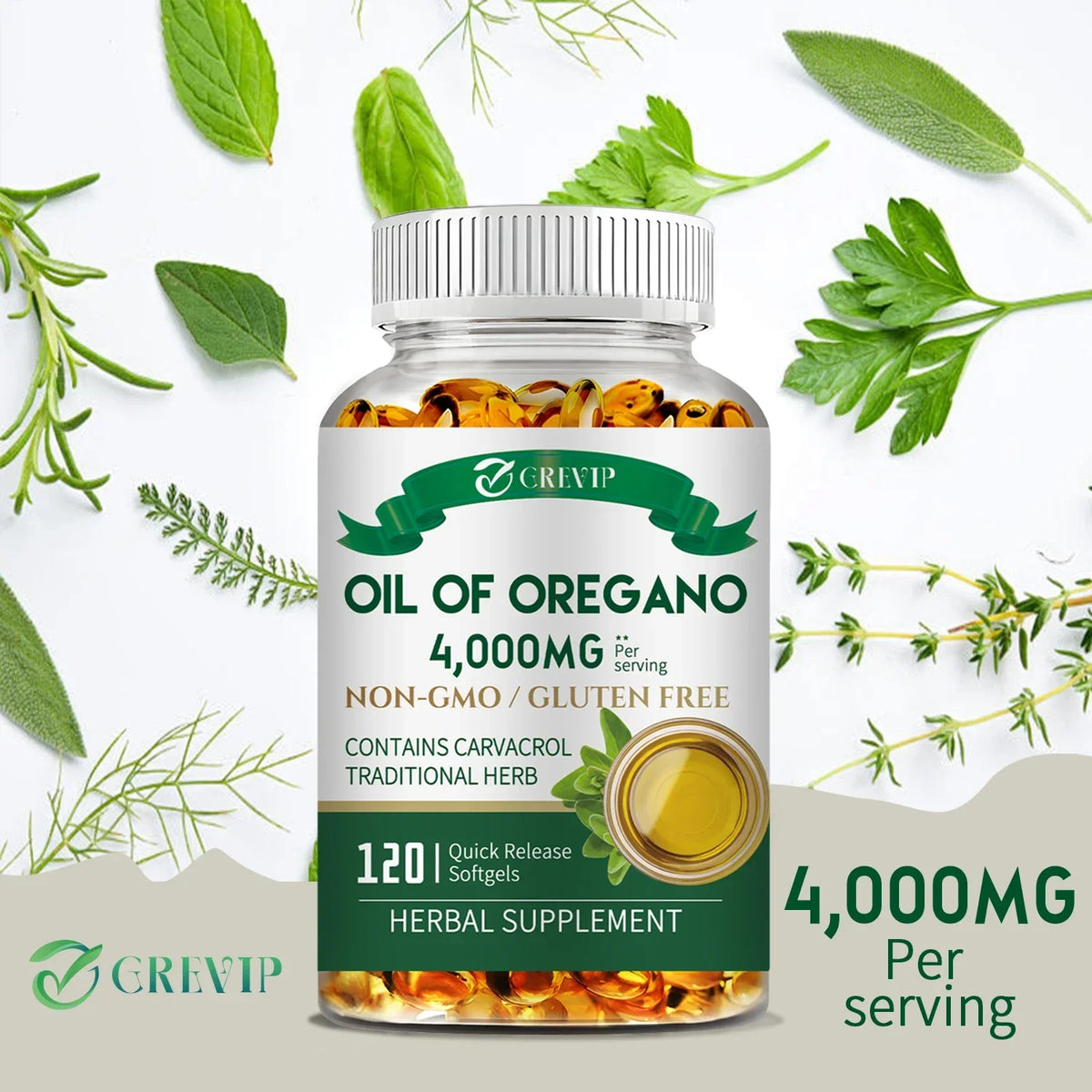 Oil of Oregano 4000mg - Relieves Bloating and Flatulence, Boosts Immunity