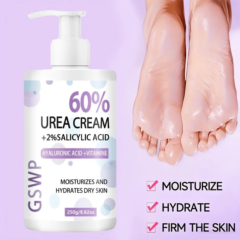 GSWP 60% Urea Moisturising Hand and Foot Cream, Containing Salicylic Acid, Protects and Nourishes Hands and Feet. 250g/500g