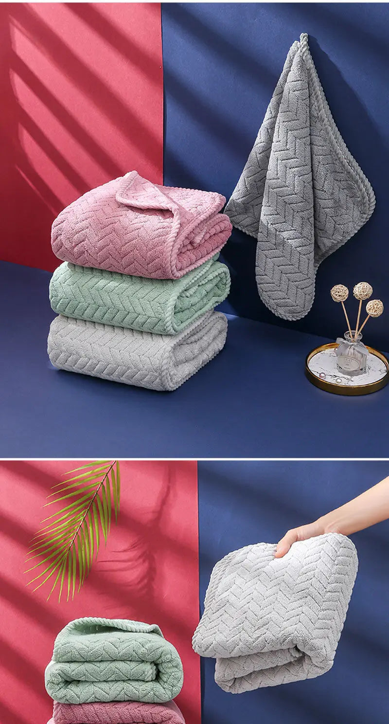 Thickened large bath towel, ultra-fine fiber towel, soft and highly absorbent women's and men's bath towel, beauty salon hair sa