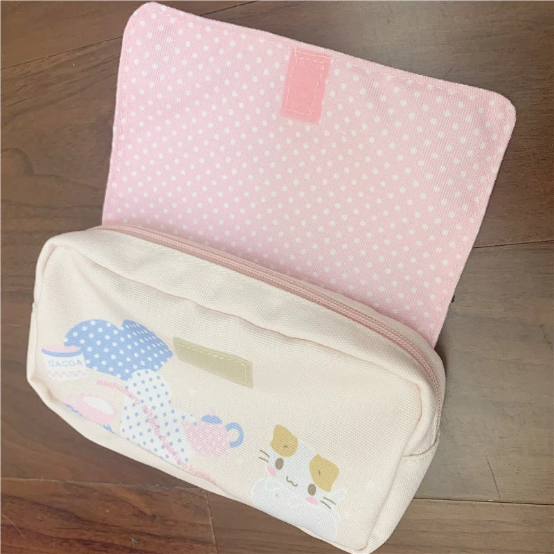 Masyumaro Fluffy Fuwa Nyanko Cat Pencil Case for School Cute Pencil Pouch Kawaii Storage Organizer Makeup Bag Cosmetic Bags