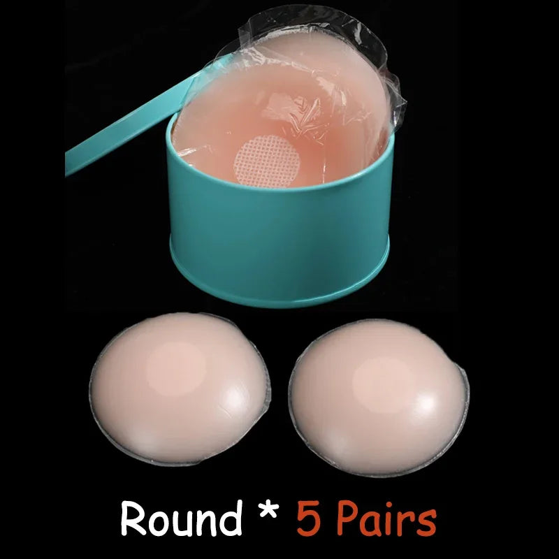 10/12 Pieces Reusable Invisible Silicone Adhesive Nipple Cover Pasties Pad For Women Sexy Lift Up Strapless Breast Petals Patch