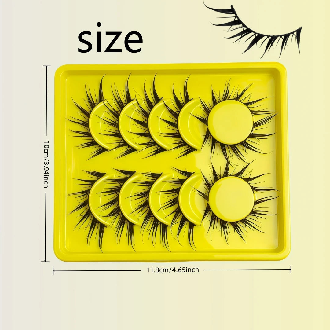 6 Pairs Spiky Dense Wet Look Manga False Eyelashes Cosplay Makeup For Daily Halloween Christmas Black Friday