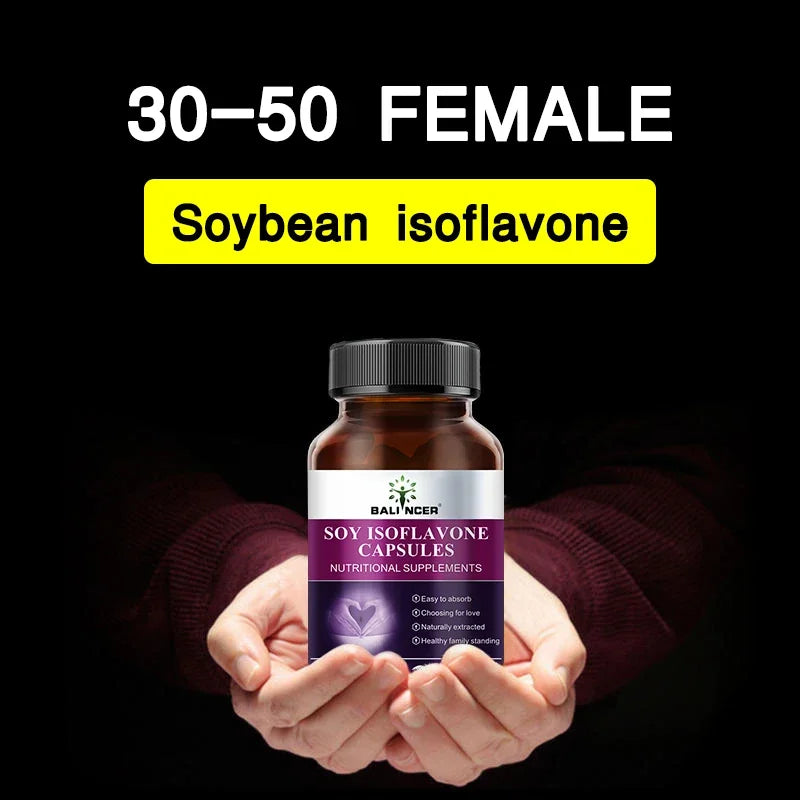 Soy Isoflavone Capsules - Women's Health Hormone Balance Improve Mood, Menstrual & Menopausal Discomfort, Nutritional Supplement