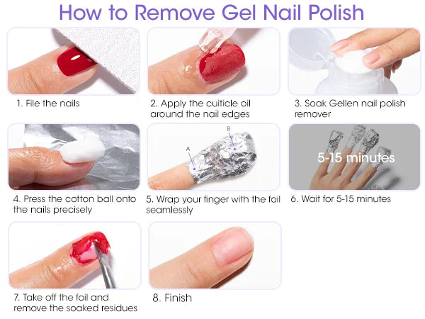 GELLEN Nail Polish Remover 16 Fl Oz Non Acetone Pump Bottle Gel Nail Soak Off Remover Kit Vegan Cruelty Free Gentle Nail Care