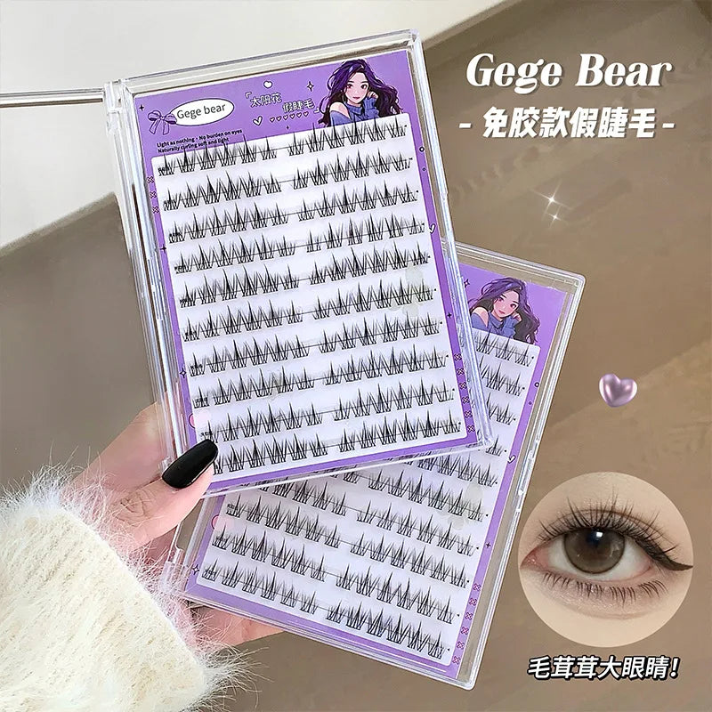 No-Glue False Eyelashes 3-Step Application Natural Look Manga False Eyelashes for Beginners with Sunflower Design