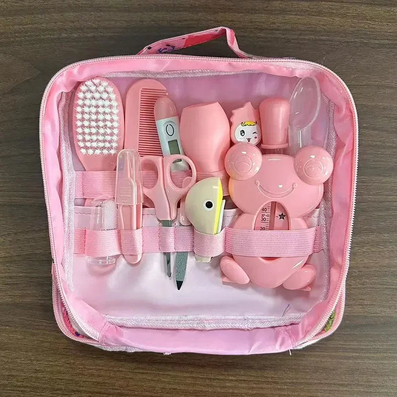 Baby Kit - 13PCS Wash Brush Thermometer Nail Clipper for Newborn Care Essentials Set with Hair Healthcare