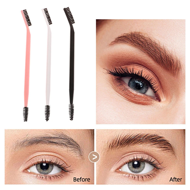 Double Headed Eyebrow Brush Eyelash Comb Reusable Salon Makeup Tool For Brow Grooming Eyelash Shaping