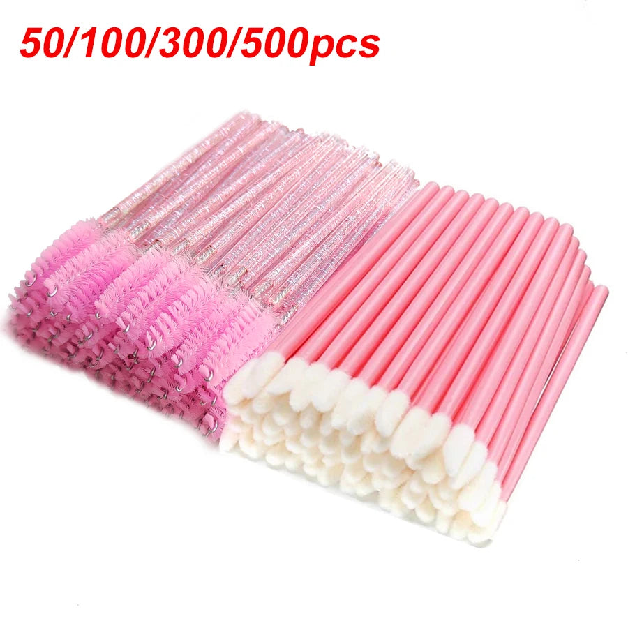 50/100/300/500pcs Makeup Tool   Eyebrow Eyelash Brushes Eyelash Spoolies  Mascara Wands Applicator for Eyelash Extension