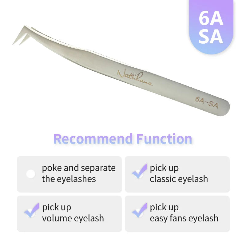 NATUHANA Eyelash Extension Tweezers Stainless Steel High Precision Stainless Steel Superhard Anti-Static Tweezers Makeup Tools
