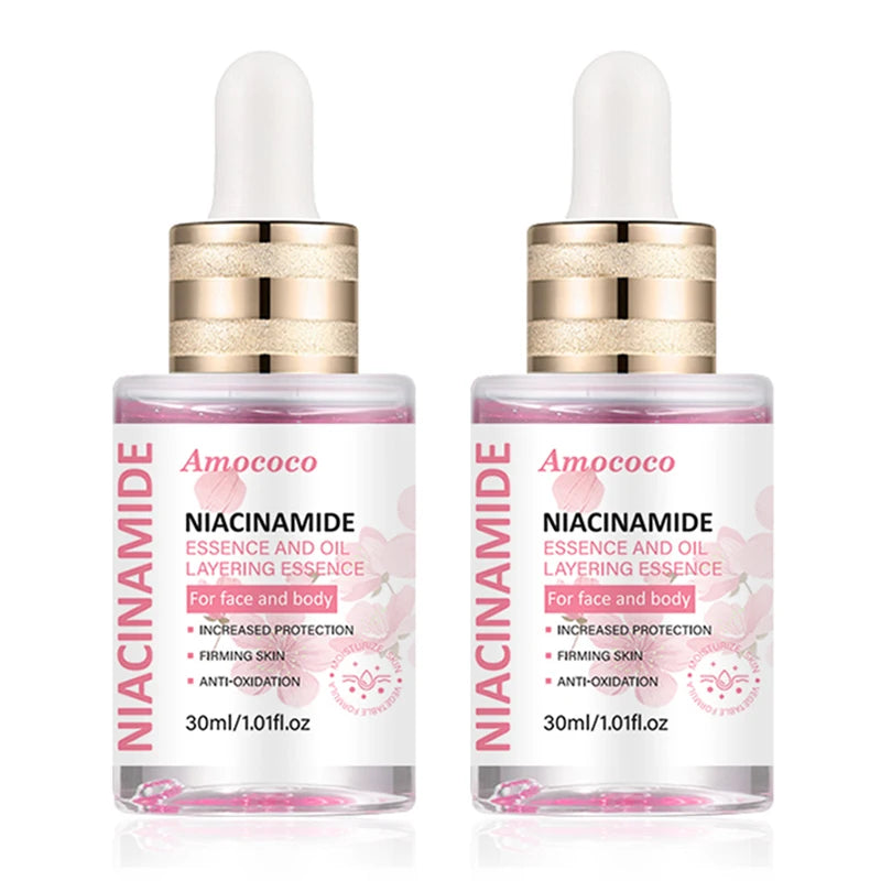 Amococo 2pcs Turmeric Niacinamide Serum Oil 30ml Water Oil Layered Essence for Face and Body Moisturizing Facial Serum with Vitamin C Hyaluronic Acid Turmeric Extract Niacinamide Lightweight Daily Skin Care