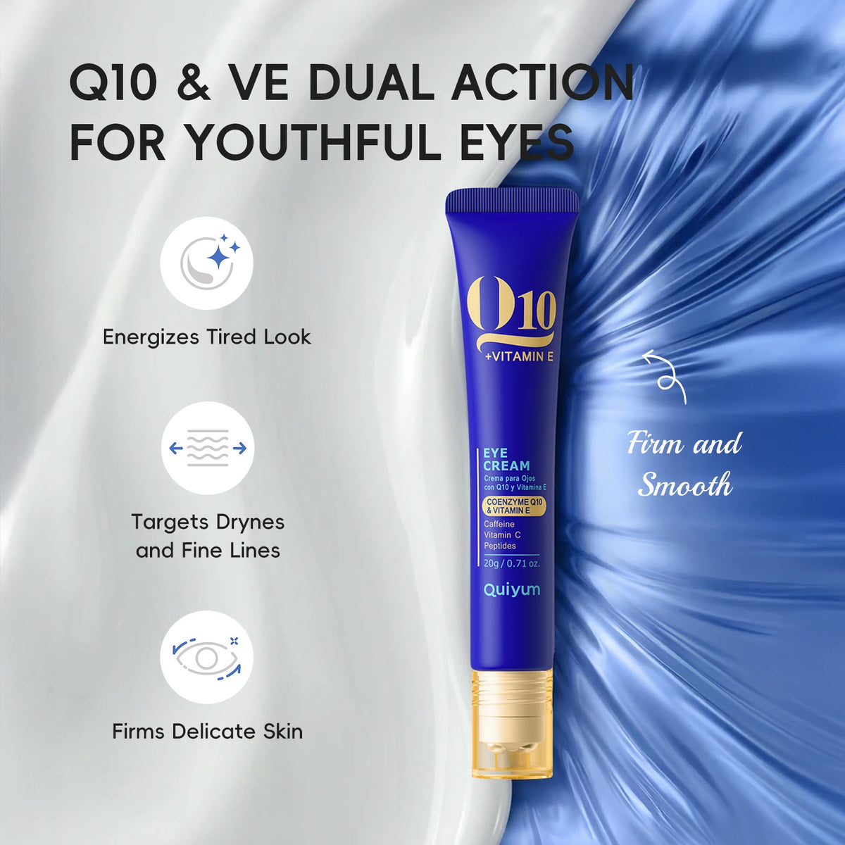 QUIYUM 6Pcs Coenzyme Q10 Vitamin E Anti-Aging Skincare Set, Cleanser Toner Serum Eye Cream Day Night Cream Hydrating Facial Kit