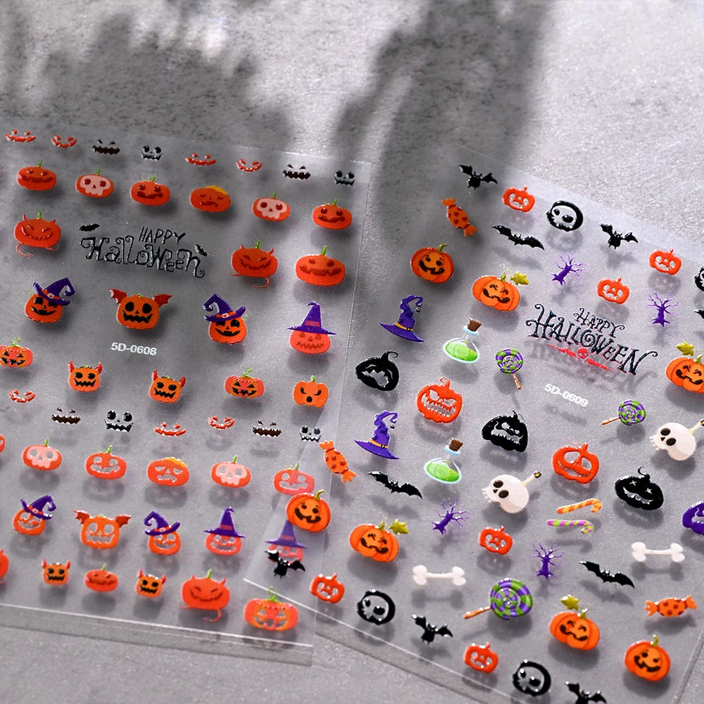 1sheet Bleeding Scars Skeleton Halloween Nail Stickers Ghost Face Pumpkin Eyeball Horrible Nail Decals Halloween Manicure Slider
