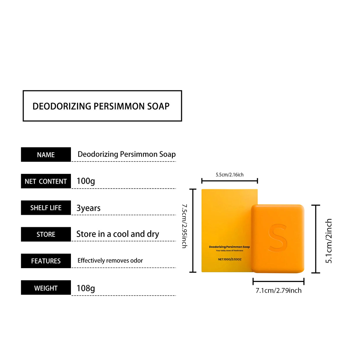 Persimmon Bath Soap Deep Cleanse Remove Body Excess Oil Refresh Skin Moisturize Skins Fruity Scent Bathing Experience Soap Bar