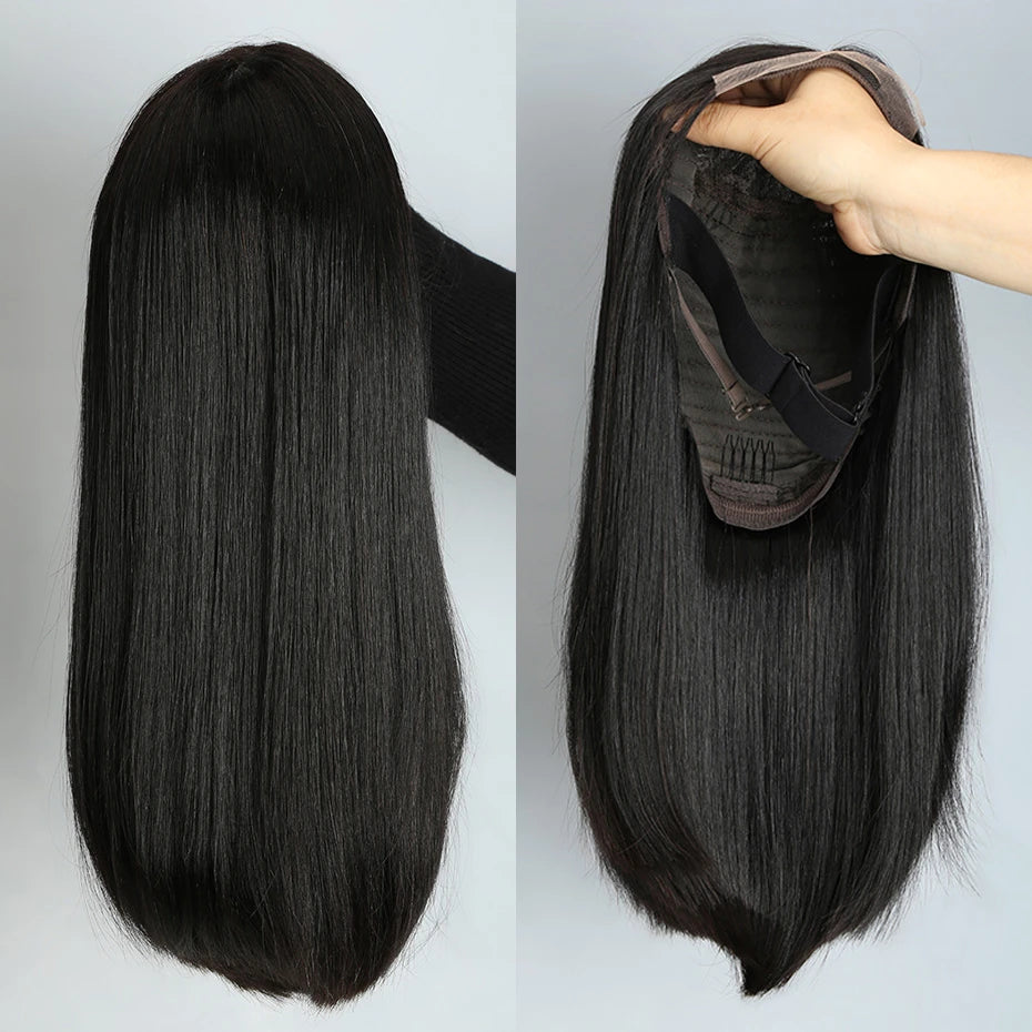 Natural Black Bob Wig Human Hair Blunt Cut Bone Straight 13x4 Transparent Lace Front Wig Ear to Ear Shoulder Length Straight Bob Wigs For Women 250% 280% Density