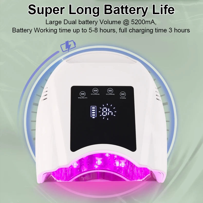 Rechargeable 98W Pro Cure LED Nail Lamp Dryer Portable Machine Nail Red Light UV LED Lamp Curing Gel