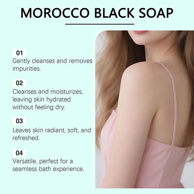 Moroccan Black Soap Deep Cleansing Gentle Care Moisturizing Body Soap with Olive & Argan Oil for Soft Smooth Skin 100g