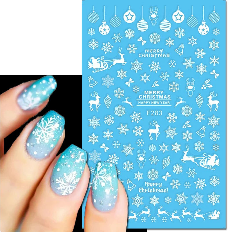 3d Nail Art Stickers Winter Christmas Trees Snow Mountains Xmas Snowflakes Decals For Nails Decoration Manicure Salon Beauty