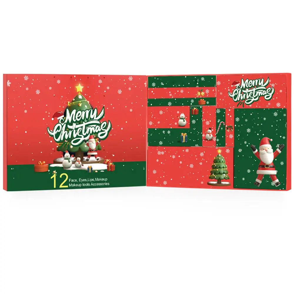 Christmas Countdown Calendar Makeup Kit 12pcs face Makeup kit Lipstick Eye Shadow Concealers Cosmetics Christmas Gift Box