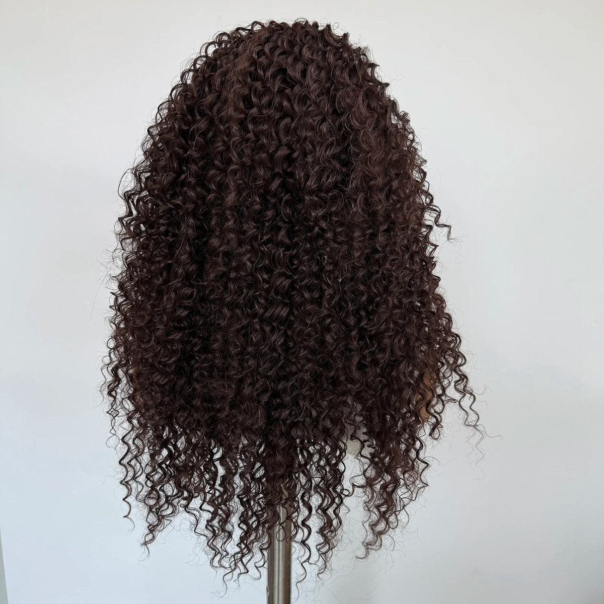 Chocolate Brown Curly Wig 13x4 Lace Front Long Deep Curly Synthetic Hair Heat Resistant Daily Use Natural Hairline Wig for Women