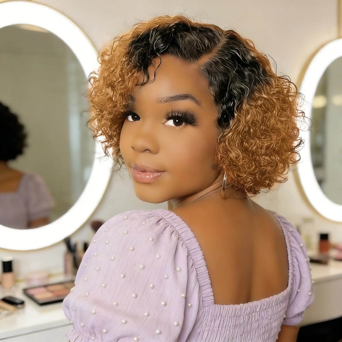 Curly Bob Wig Human Hair Deep Wave Lace Front Wigs 13x4 Short Pixie Wigs for Women Pre Plucked 180% density