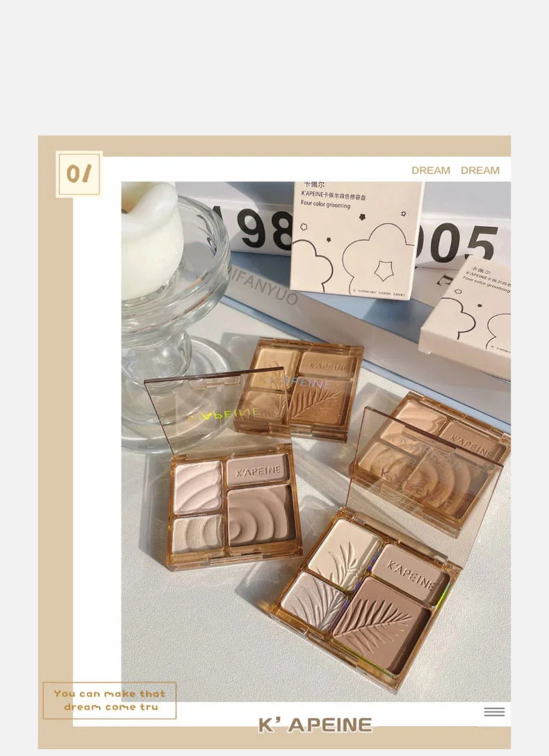 4Colors Matte Highlighter Contour 3D Facial Bronzer Brightening Glitter Highlight Palette Eye Shadow Nose Powder Makeup Cosmetic