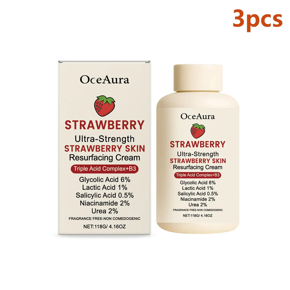 Strawberry Cream Lactic Acid Salicylic Acid Improve Dullness Moisturizing Skin Brightening Rejuvenation Nicotinamide Cream 118g