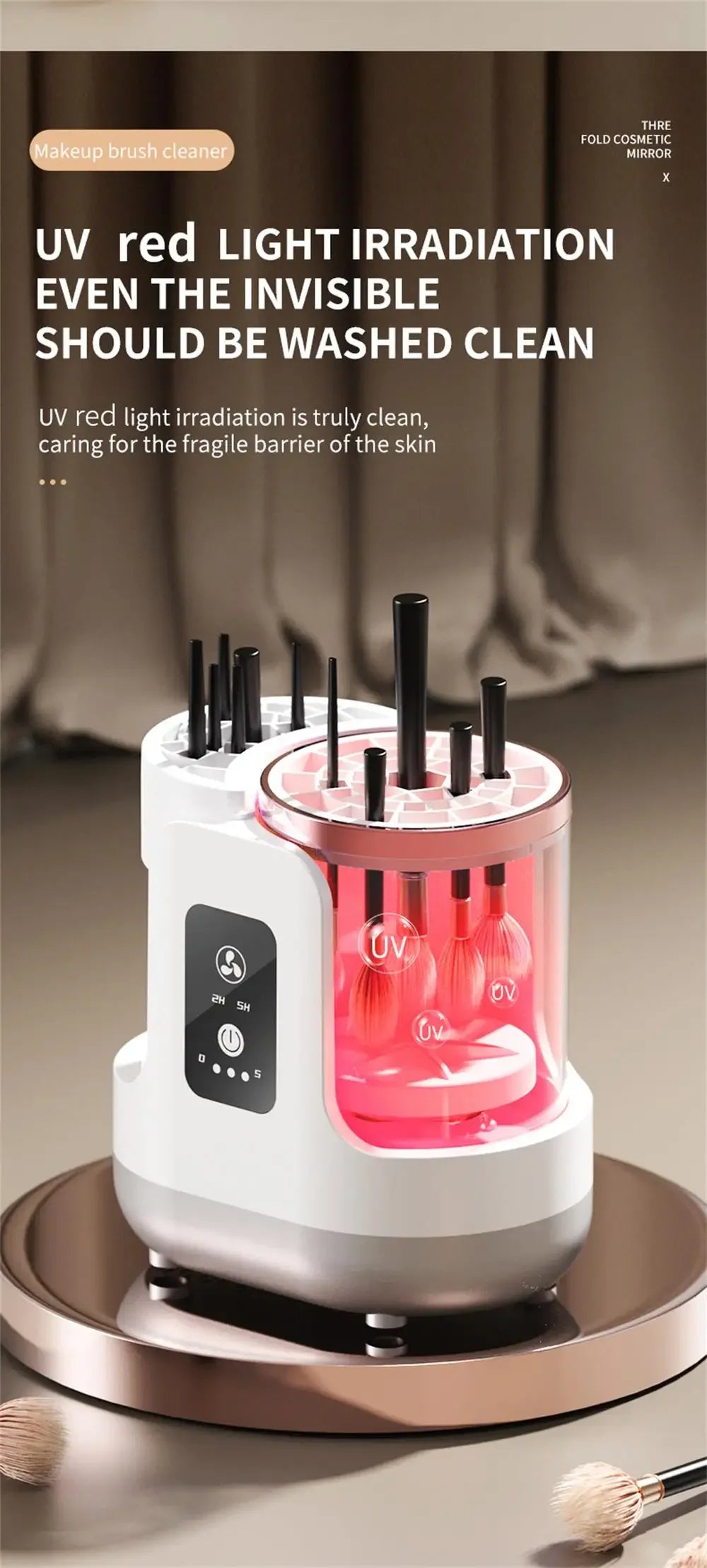 Electric Makeup Brush Cleaner, Quick Dry Brush Cleaner & Makeup Tool Cleaner,2 in 1 Washing and Air Drying,Plug and Play