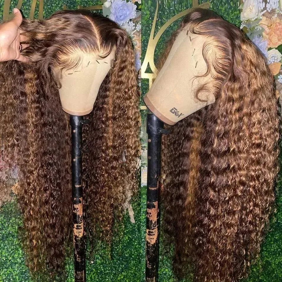Navy Blue Light Pink Deep Wave Lace Front Wigs Free Part Long Curl Wavy Heat Fiber Synthetic Wig Makeup Cosplay Black Women Use
