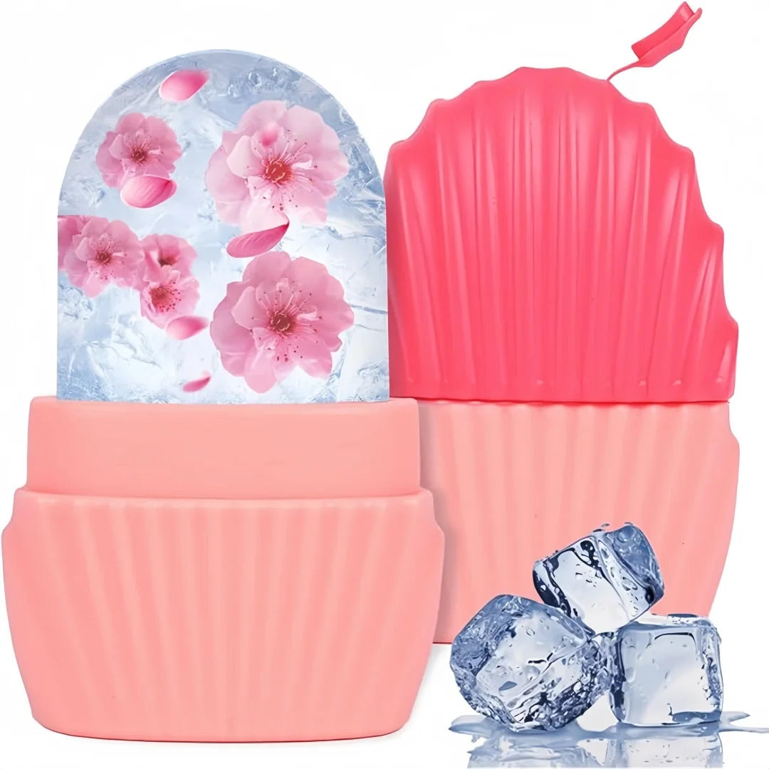 Ice Cube Roller for Face,Eyes and Neck,Reusable Silicone Ice Mold Mermaid Shell Shape for Shrink Pores Anti Wrinkle and Skin Beauty Care,Reduce Migraine Pain,Gua Sha Face Massage Tools