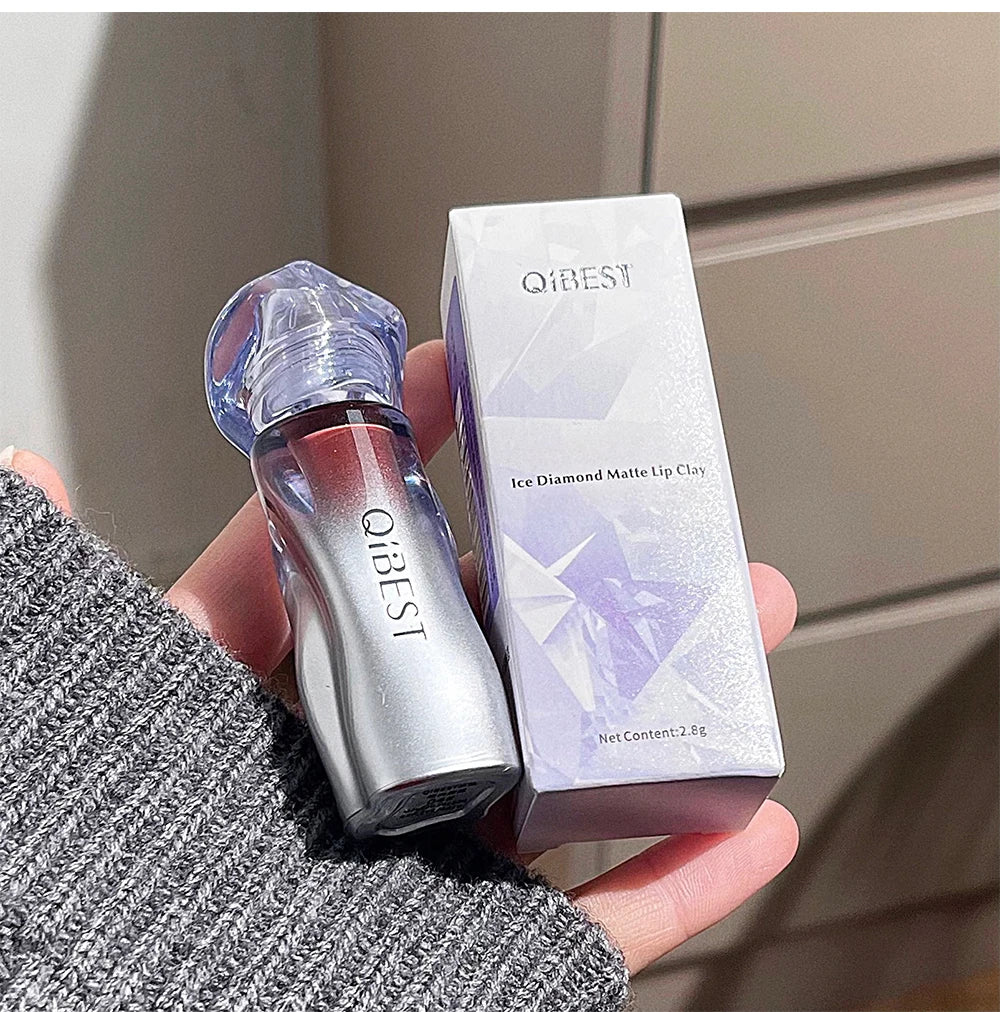 QIBEST Matte Velvet Liquid Lipstick Natural Long-Lasting Highly Pigmented Lip Mud Portable Finish Universal Lip Gloss Makeup