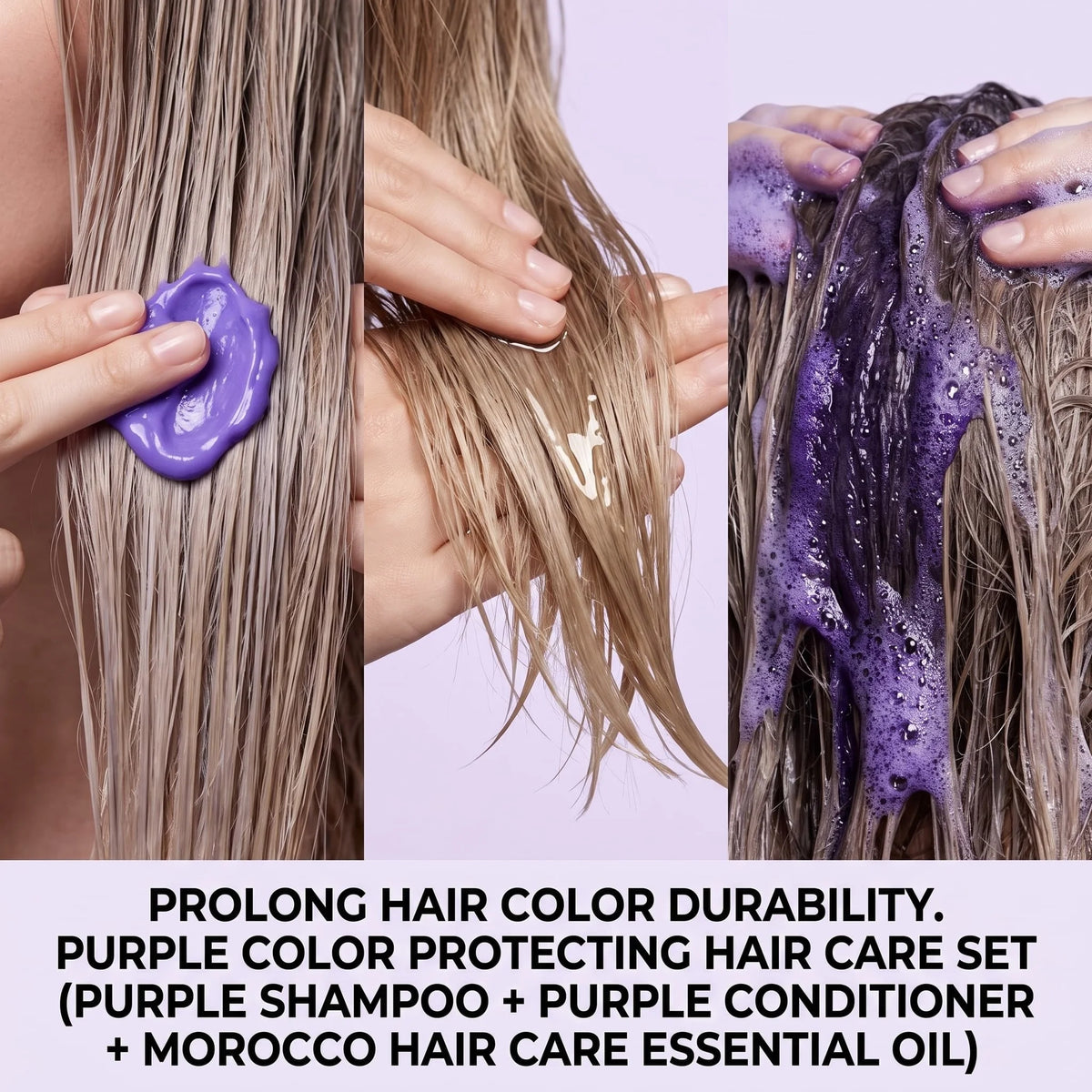 Purple Shampoo Set With Conditioner Hair Oil Serum Color Protecting Nourishing Moisturizing Smoothing For Dry Damaged Hair Care