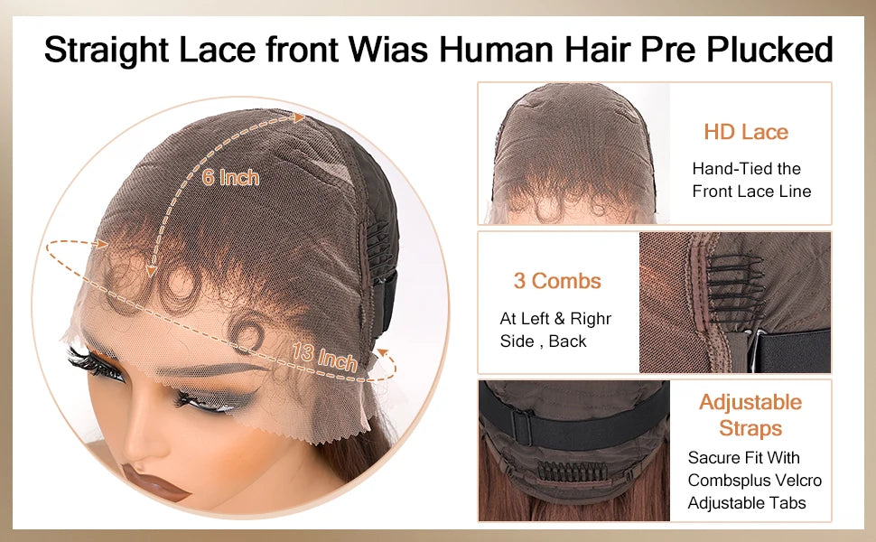 Chocolate Brown Layered Cut Lace Front Wigs HD 13X6 Straight Lace Front Wig For Women Synthetic Butterfly Haircut Glueless Wigs