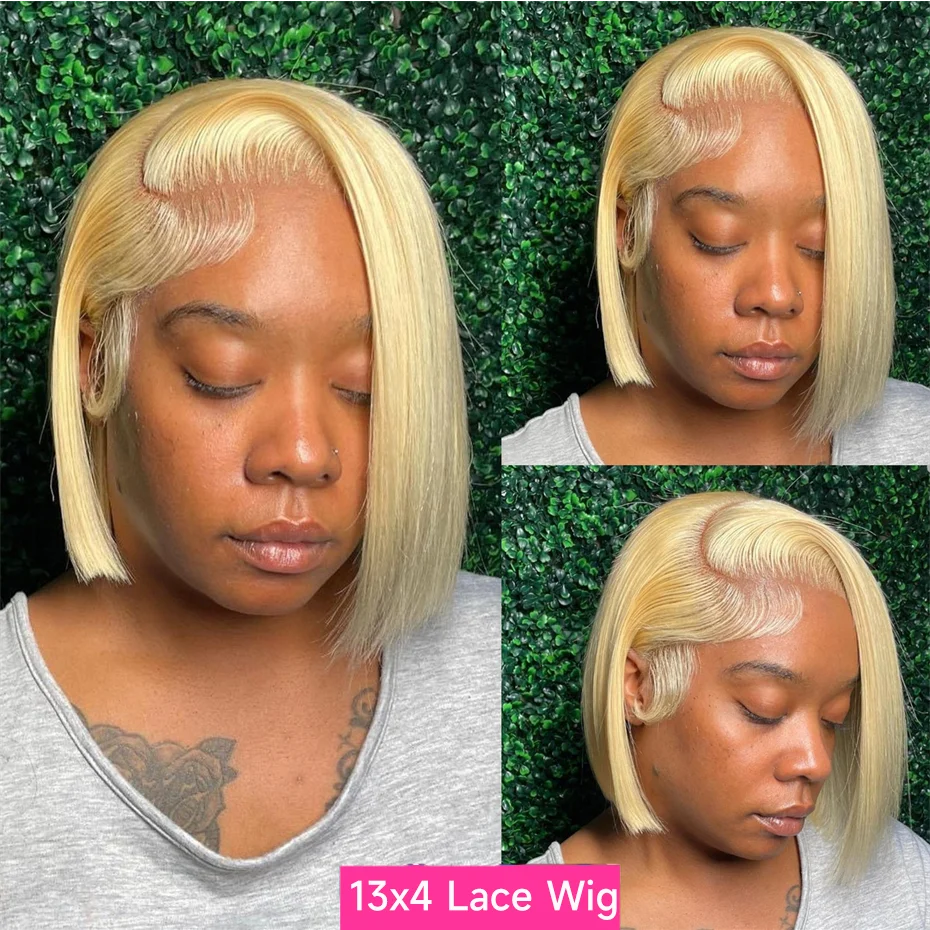 13x4 13x6 Hd Transparent Straight Lace Frontal Human Hair Wigs Remy Brazilian Short Bob Wigs For Women 613 Blonde Color Lace Front Bob Wigs 10 12 14 16 inch
