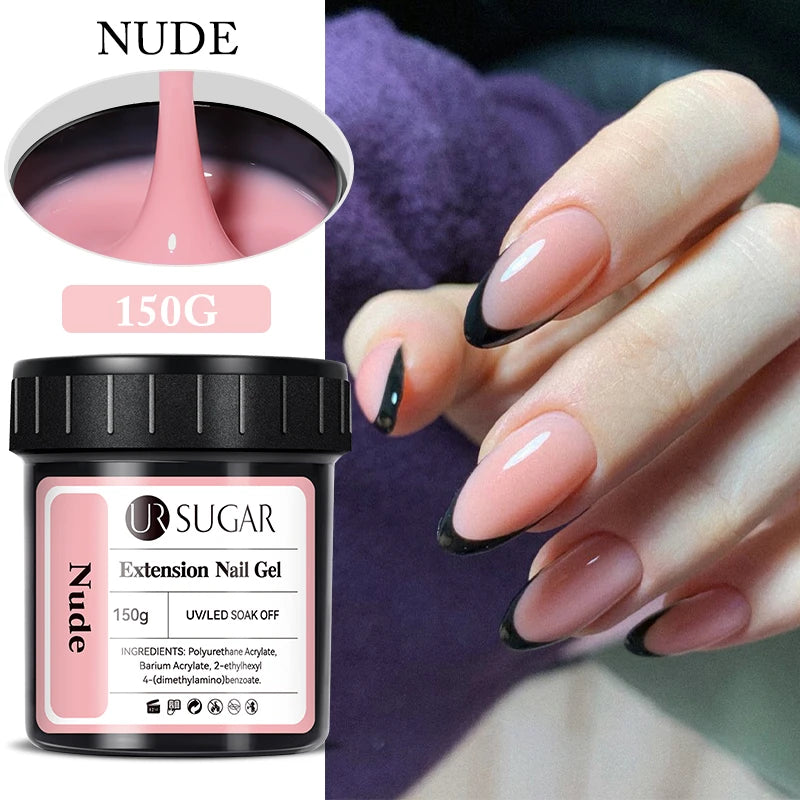 UR SUGAR 150g Jelly Gel Nail Extension Gel Milky White Nude Pink Quick Building UV Nail Hard Gels Self Leveling Construction Gel