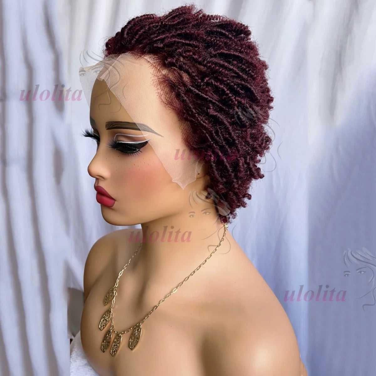 Premium 99J Afro Curly 13x4 Ear To Ear Lace Frontal Human Hair Glueless Wigs for Women 6inches Remy Hair Short Cut Lace Bob Wigs