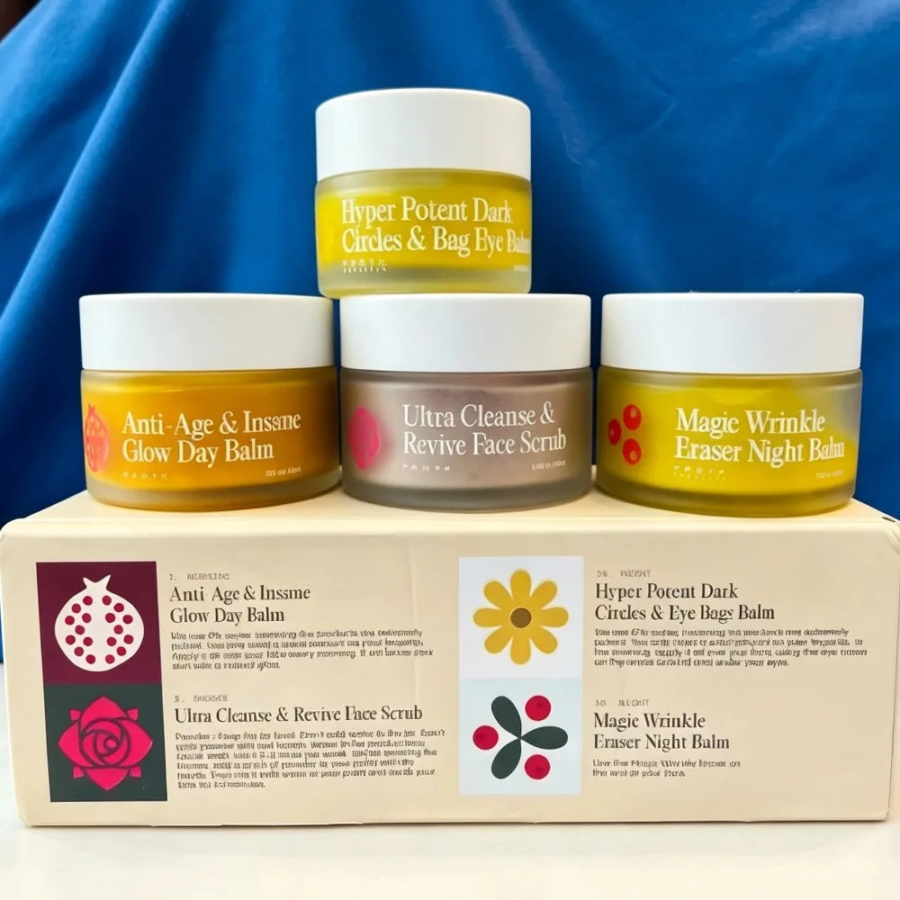 Froya Organics The Complete System For Mature Women's Skin Set Magic Wrinkle Eraser Night Balm Insane Glow Day Brand Cream Set