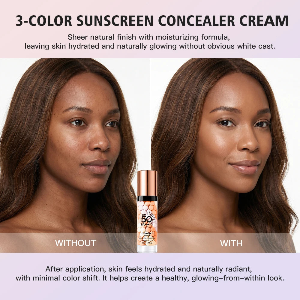 Three Color Press Release Cream Concealer Isolation Makeup Facial Base Brightening Hydrating Liquid Concealer Face Primer Glow