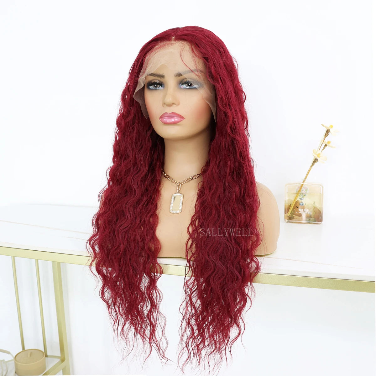 Long Curly Synthetic Lace Front Wigs Honey Blonde Wigs for Women Loose Deep Wave Wig Natural Looking Crimps Heat Resistant Hair