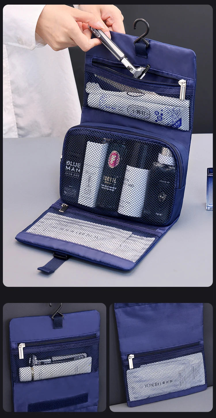 Foldable Toiletry Bag Organizer Hanging Storage Bags Bathroom Makeup Case Cosmetic Bag For Business Men Travel Organizers
