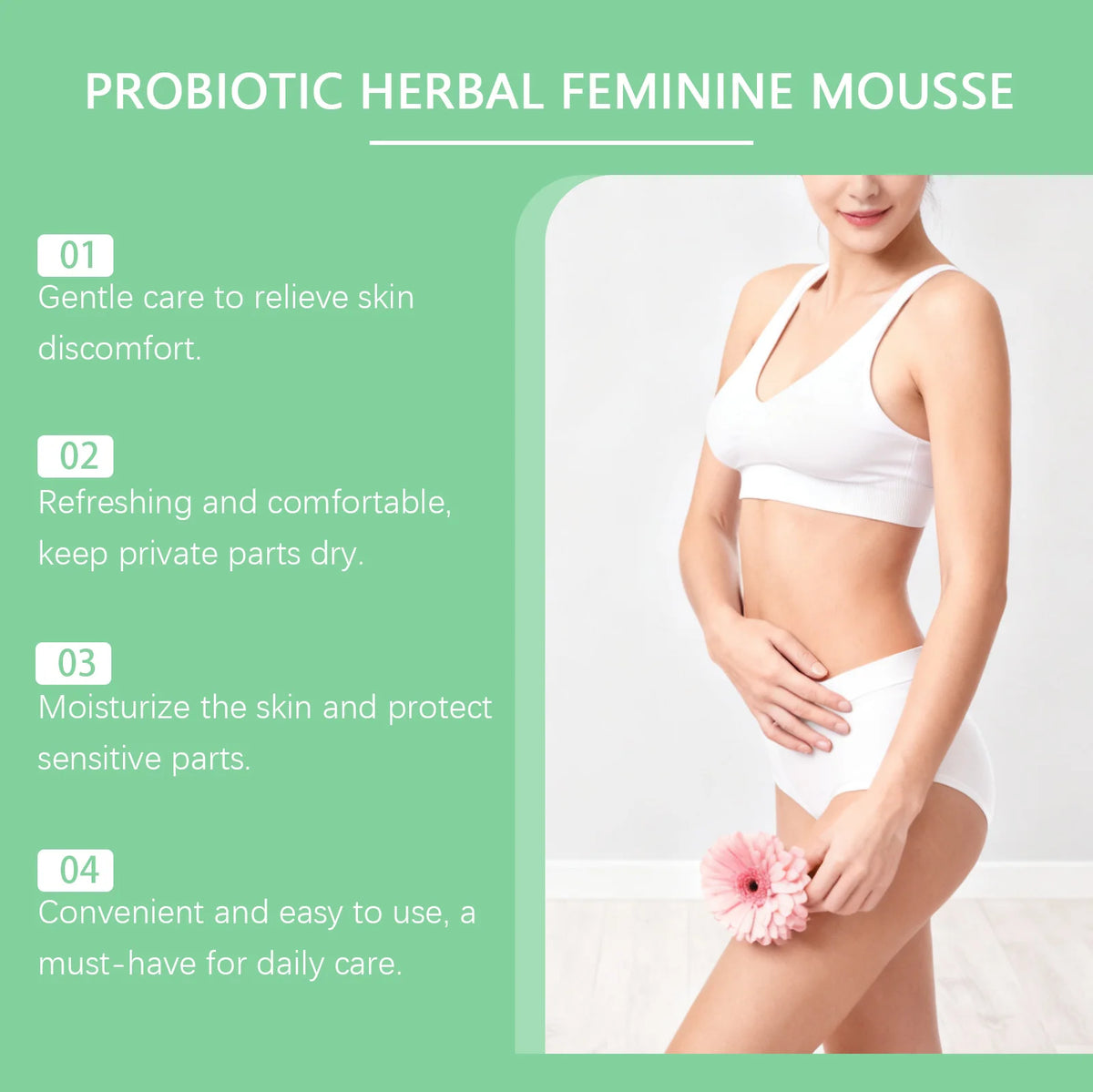 Herbal Women Private Part Care Mousse Gentle Cleanse Reduce Odor Ph Balance Anti-Itching Hydrating Feminine Hygiene Care Product