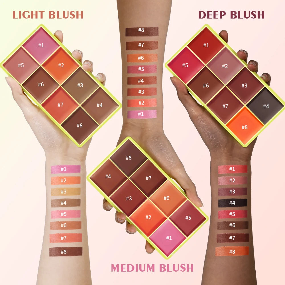 8 Shades Eyebrow Blush Palette With 3Pcs Makeup Brushes  Matte Shimmer Shadow Long Lasting Cosmetics Halloween Makeup Set