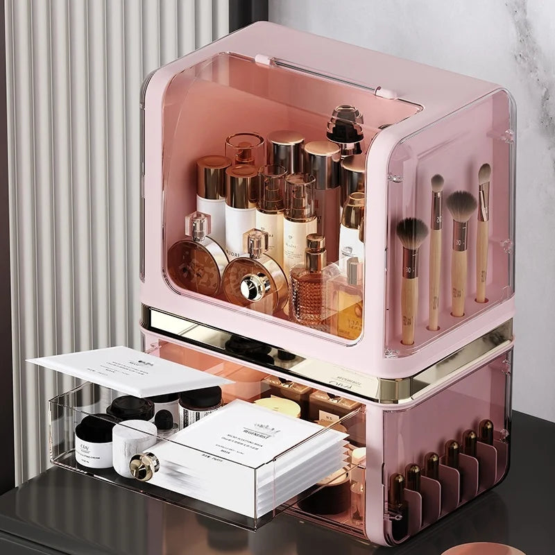 Storage box, cosmetics desktop, dust-proof, high-end drawer-type dressing table, lipstick and skin care products