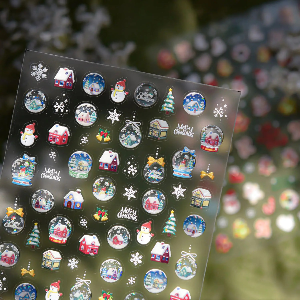 5D Embossed Jelly Crystal Ball Nail Art Christmas Stickers Gingerbread Man 3D Nails Decoration Stickers DIY Self Adhesive Decals