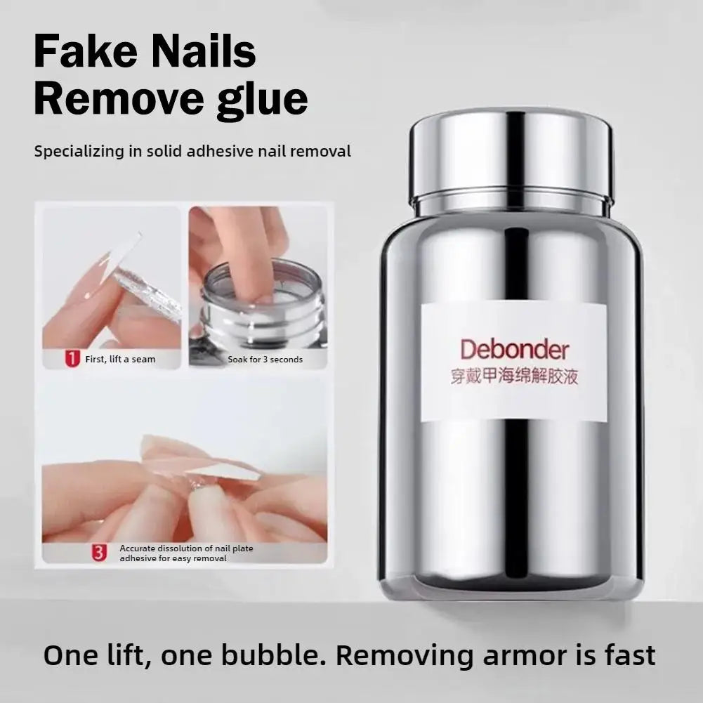 Professional Nail Polish Remover Gel Nail Glue Remover Glue Off for False Nails No Damage Press-on Nails Removal