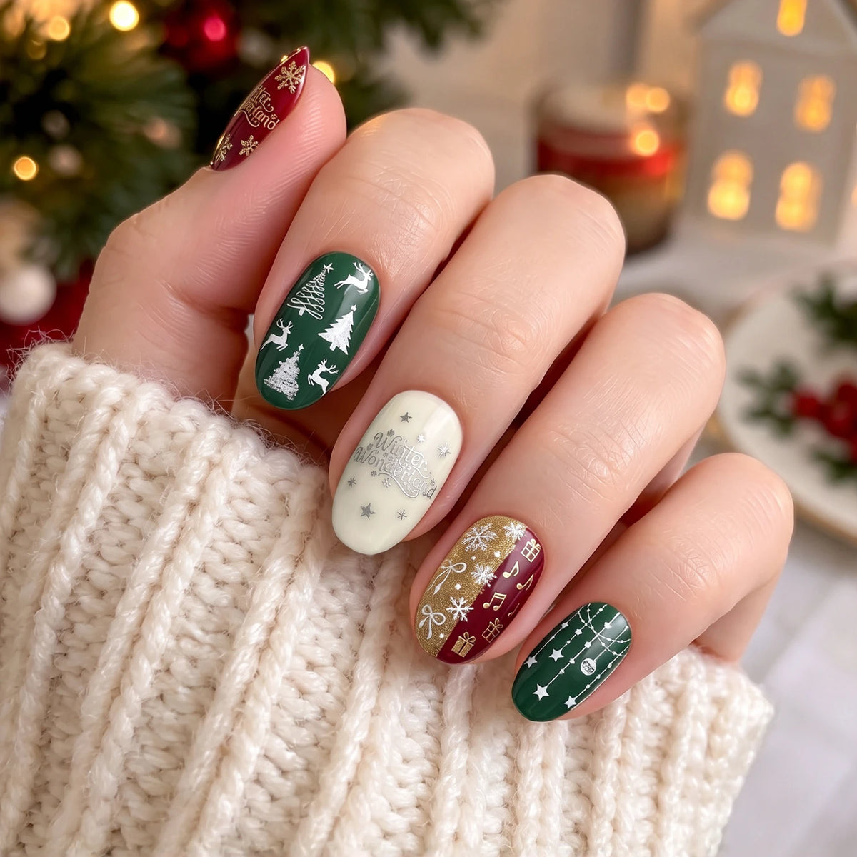 1pcs Christmas Tree Snowflake Nail Art Stamping Plate Bow Deer Dot Cat Elk Xmas Tree Winter Nail Template Manicure Tranfer Tools