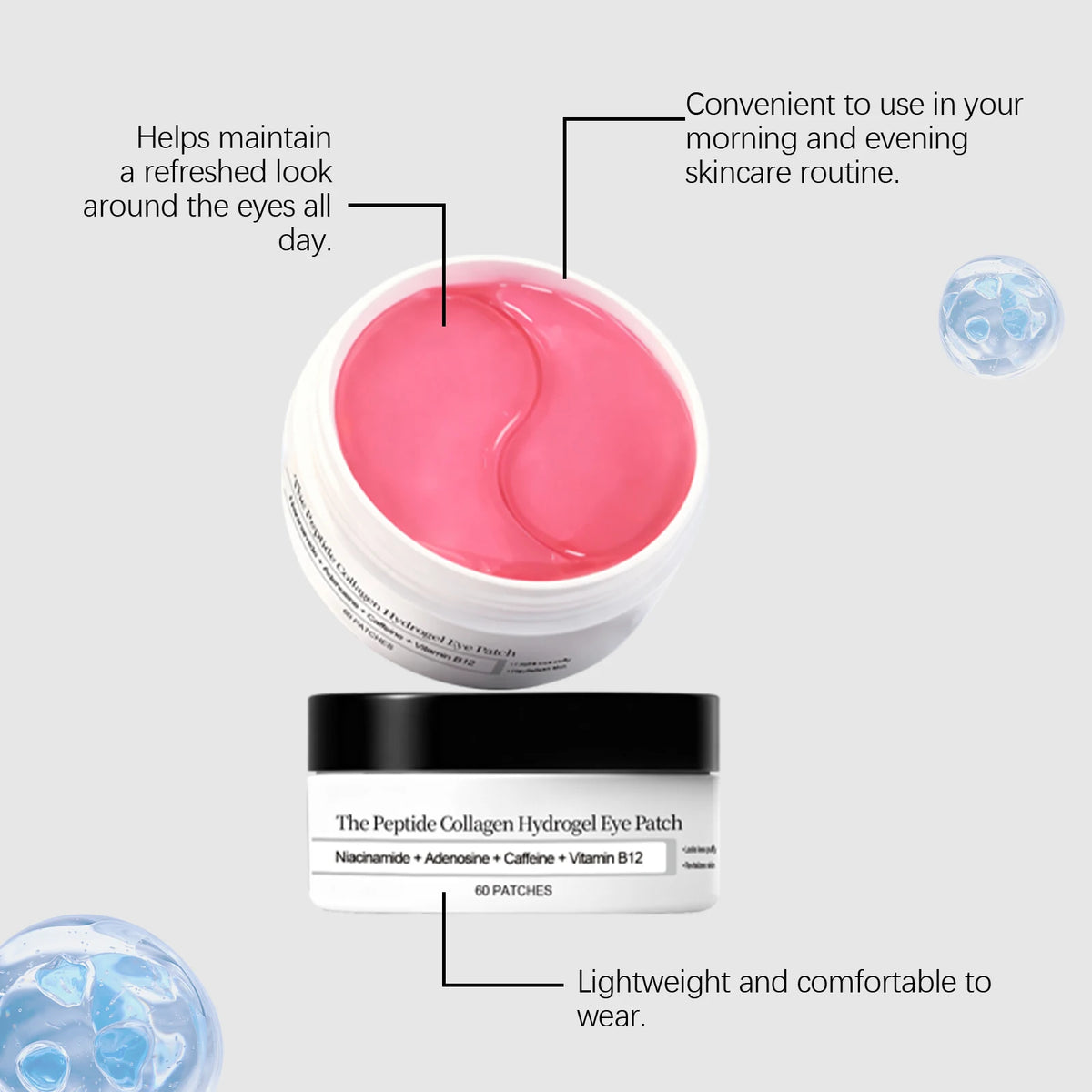Collagen Hydrogel Eye Patch Peptide Niacinamide Eye Mask Reduce Wrinkles Dark Circles Eye Bag Firming Mild Hydrating Gel Eye Pad