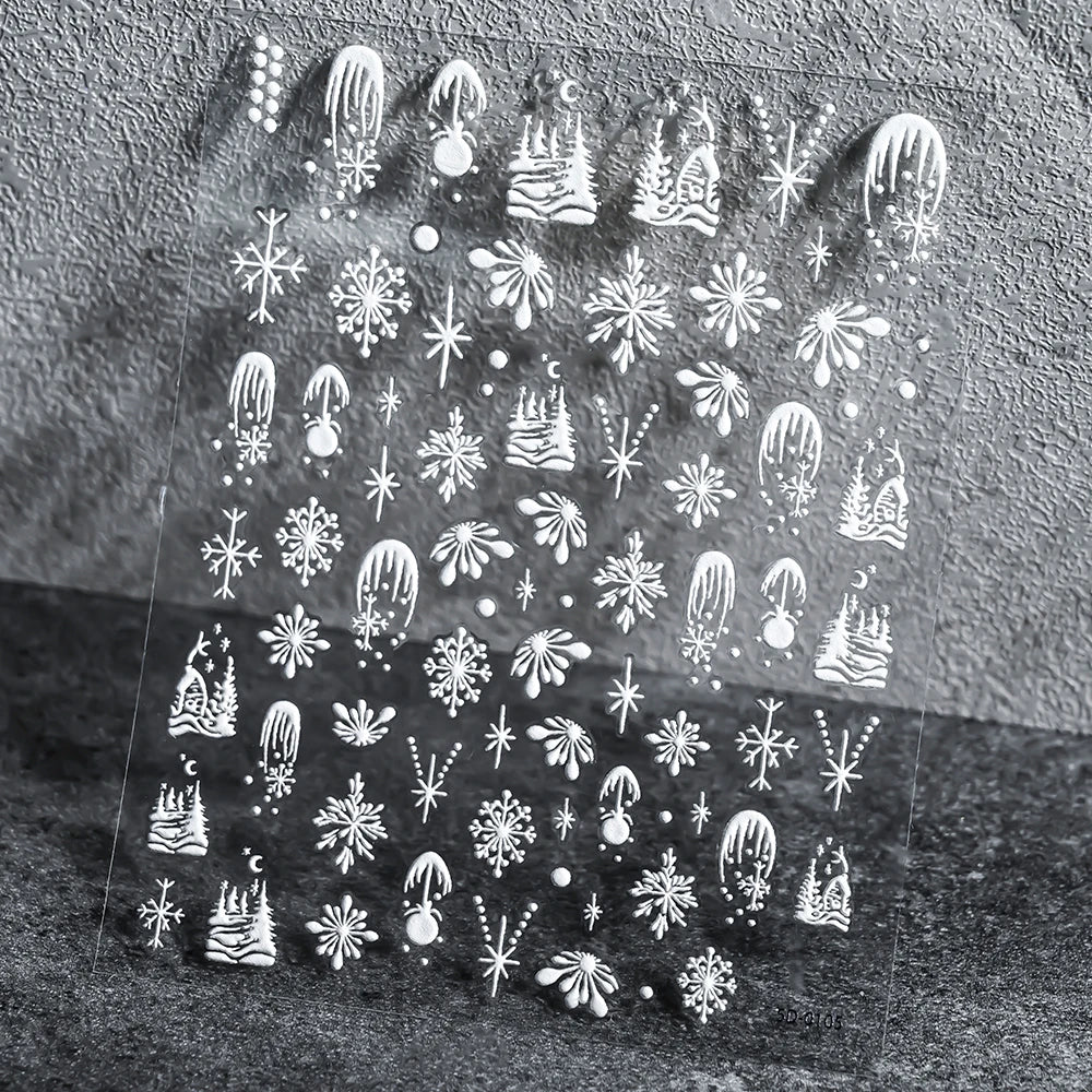 1sheet 5D Holly Berries Christmas Nail Declas Cute Polka Dots Christmas Trees Nail Stickers Gingerbread Man Snowflake Manicure