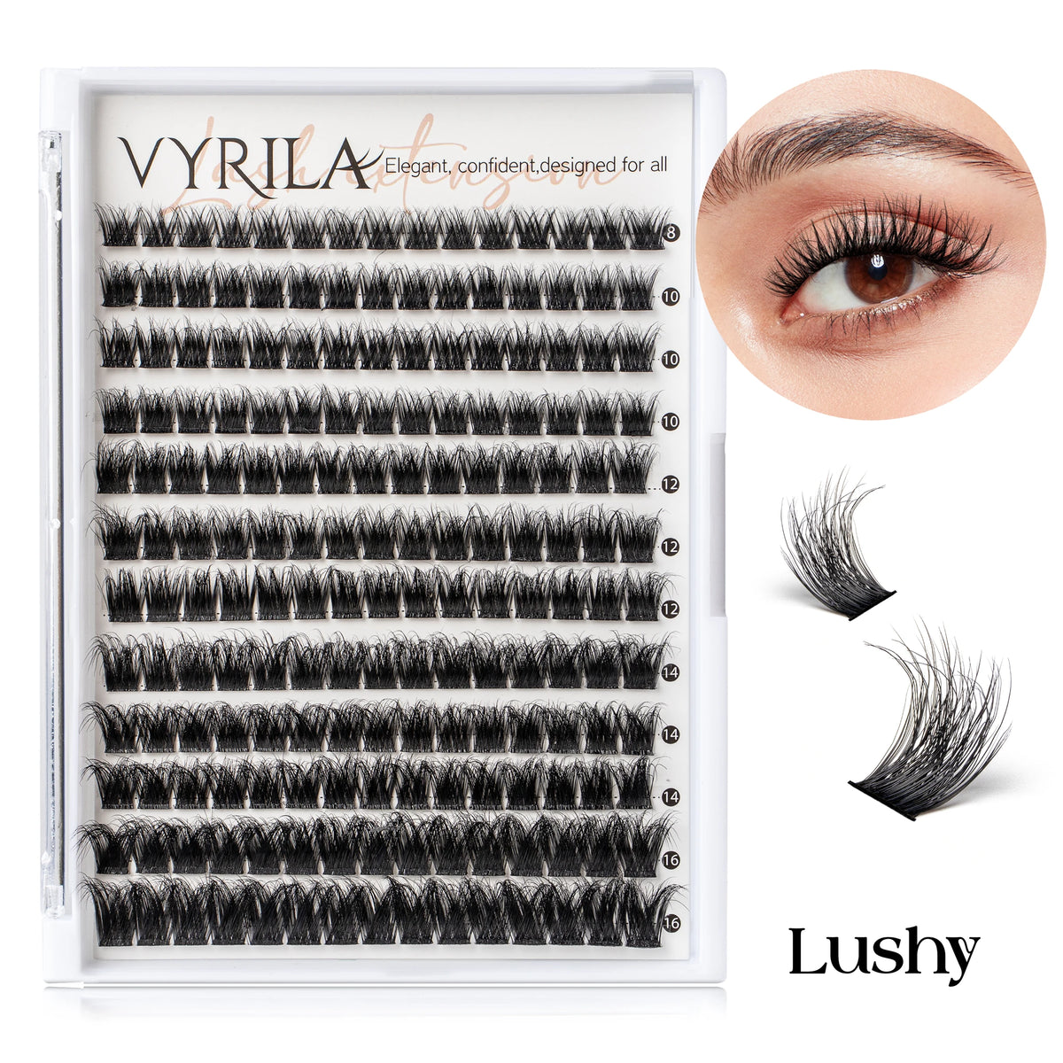 Individual Lashes Cluster C Curl Mix Lash Clusters 3D Wispy DIY Eyelash Extension 0.1mm Super Thin Band Resuable Natural Lashes